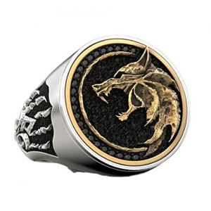Bague Loup F&Eacute;Roce, Bague T&Ecirc;Te Loup Viking Nordique Pour Hommes, Bague Gothique D'animal Loup Bijoux T&Ecirc;Te Loup Tribal, Bague Griffe Loup Celtique Bague Loup Hurlant Punk Patte Loup (Or, 62) (MayiaHey, neuf)
