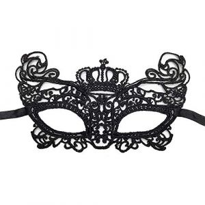 Jamron Femmes Sexy Noir Masque de Dentelle pour Mascarade Halloween F&ecirc;te Bal de Promo Carnaval Masque D&eacute;guisement SN07830 Couronne (No.7 Fashion House, neuf)