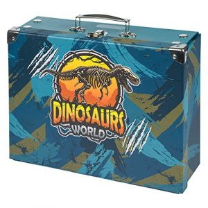 Baagl Valise pour enfants pour jouets et fournitures scolaires, valise en carton, valise à jouets, valise de jeu, valise pliable pour enfants, valise pliante avec poignée en métal, Dinosaurs World (PRESCO GROUP A.S., neuf)