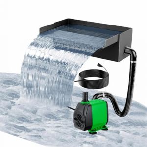 Fontaine pour Cascade Piscine Bassin,Ensemble De Bassin De Jardin en Cascade,3000 l/Heure Ensemble Cascade pour Bassin en Acier Inoxydable De 30 Cm,pour La Décoration De Jardins,Terrasses Et Bassins (taoxin oz, neuf)