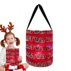 Gungtj Sacs lumineux pour bonbons ou friandises, sac d'Halloween lumineux - Sac de bonbons de No&euml;l r&eacute;utilisable polyvalent,Sac &agrave; de no&euml;l en Polyester, sacs de no&euml;l &agrave; lumi&egrave;re (malns, neuf)