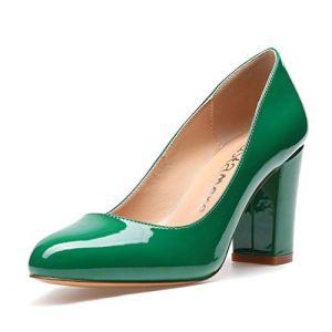 Castamere Escarpins Femme Bout Ronde Bloc Talon Haute 8 CM Verni Vert Escarpin EU 42.5 (CastamereEU, neuf)