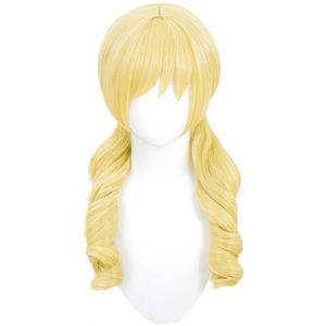 Perruque de cosplay Tomoe Mami Cosplay - Perruque jaune clair - Cheveux bouclés avec 2 queues de cheval - Perruque de fête d'Halloween - 45 cm (TolktoUU, neuf)