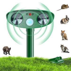 R&eacute;pulsif pour Chats Solaire, Repulsif Chat Exterieur Ultrason, Anti Chien Pigeons Souris Rats, Multifonctions D&eacute;tecteur de Mouvement &Eacute;tanche Repousse Rongeur, Chasse Taupe (Maikiki, neuf)