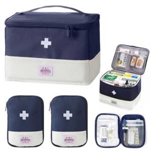 FZYCOM 3 Pi&egrave;ces Trousse de Secours Vide, Grande Boite a Pharmacie avec 2 Pi&egrave;ces Mini Boite Pharmacie de Voyages, Trousse Rangement, First Aid Kit pour Maison Voiture Entreprise Cabinet (FZYCOM, neuf)