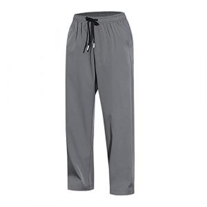 Pantalon de Jogging en Polaire Baggy &agrave; Jambe Droite pour Homme - &Eacute;t&eacute; - Coupe Large et D&eacute;contract&eacute;e - Joggers de Yoga avec Jambes Ouvertes - Pantalon de D&eacute;tente &agrave; Taille Haute - Pantalon de Yoga &agrave; (ubengw*e, neuf)