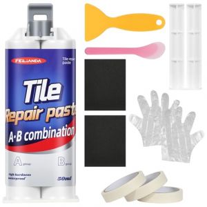 NUTKIT 100g Kit De R&eacute;paration Carrelage, kit De r&eacute;paration pour Baignoire, kit de r&eacute;-paration D'&eacute;mail, kit reparation Plan de Travail Marbre,Ceramic Sink Repair ki-t,pour Rayures,Trous, Fissures(Gris) (HFX-online, neuf)