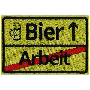 Écusson de travail de bière pour amateurs de bière - Sac de sport amusant pour homme - Cadeau de bière - Patch autocollant - Panneau de rue - Application de bière - 90 x 60 mm (EXPRESS-STICKEREI, neuf)