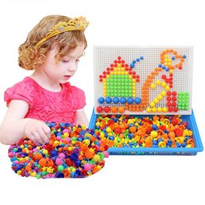 SIQITECH Creative Mosaique Puzzle Enfants 296/592/888pcs Bloc de Construction Mosaïque Clous champignon Puzzle Jeux de Mosaïque Creative Jouets Créatifs pour Garçons et Filles Age 3-8 Ans (SIQITECHUK, neuf)