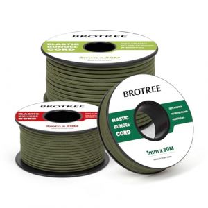 Brotree Cordon Elastique Corde Élastique 1mm x 10m Fil Elastique Couture Sandow Elastique Rond pour Bracelet, Couture, Perle, Collier, Bijoux, Chapeaux, Tente et Sac Dos - Vert Armée (Brotree EU, neuf)