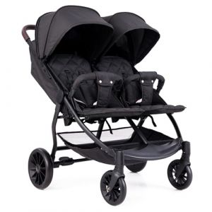 GOPLUS Poussette Double Pliable avec Dossier et Repose-Pieds Réglables, Poussette pour Jumeaux avec Pare-Soleil et Panier, Poussette Côte à Côte, pour les Tout-Petits de 0 à 3 Ans (Gris Foncé) (Augenstern24, neuf)