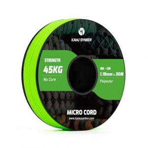 Kamu Synber Micro Corde 1.18mm Paracorde Corde Tresse 30m Bobine pour Bijoux, Bracelet, Pêche, Bricolage | Supporte 45kg | Vert Fluo (Kamu Synber, neuf)