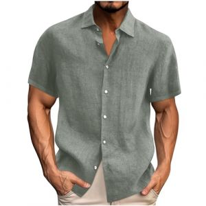 Chemise en Lin Homme Manches Longues Été Coton Chemises Henley Shirt de Couleur Unie Leger Respirant Casual de Plage Chemise en Lin Marron Foncé avec Manches Longues Col Mao Homme Respirant Haut Tops (⭐⭐⭐⭐⭐AEGJEGVD⭐⭐⭐⭐⭐, neuf)