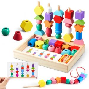 ZGIMI Montessori Jouet de motricit&eacute; &agrave; partir de 3, 4, 5 Ans, Jeu de Construction pour Enfants, Jeu d'empilage en Bois, Jeu d'empilage, motricit&eacute; Fine, Jeu &eacute;ducatif, Cadeau pour b&eacute;b&eacute;, gar&ccedil;on et Fille (ZGIMEX, neuf)