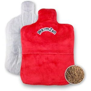 Bouillotte Micro Onde Graines de Lin Chauffante ou Froid - Housse Polaire Lavable - 30 X 21 cm - Rouge (SOLDELA ®, neuf)
