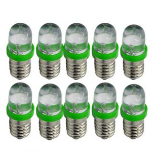 Ruiandsion Lot de 10 mini ampoules LED 6 V Culot E10 - Éclairage blanc/bleu/rouge/vert/jaune (vert) (Ruiandsion, neuf)