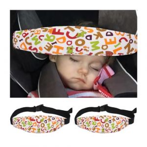 JNNJ 2 Pièces Bandeau Pour Siège D'enfant, Serre-Tête De Sécurité Pour Bébé Enfant Voiture, Bande Fixation Ceinture Maintien De La Tête, Cale Tête Bébé Protéger Cou/Epaules(Lettres Jaunes) (KJHmaoyi, neuf)