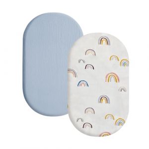 ROEOWENE 2pcs Drap de Berceau pour Bébé 82x41cm Drap Housse Mousseline Coton Housse de Berceau,Landau Housses pour Couffin Draps de Berceau pour Matelas Ovale/Rectangulai Draps-Housses pour Lit Bébé (ROEOWENE LLC, neuf)
