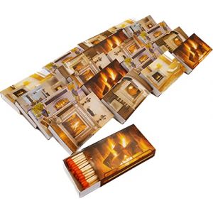 KM Firemaker – Lot de 20 boîtes d’allumettes longues 10 cm avec motifs Cheminée – Idéales pour barbecue, cheminée et bougies – Design chaleureux et décoratif – Réf. Cheminée (KMfiremaker, neuf)