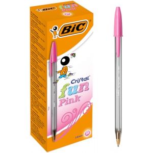 BIC Cristal Fun Stylos-Bille Pointe Large (1,6 mm) - Écriture Large et Intense - Rose, Boîte de 20 (DLM Direct FR, neuf)