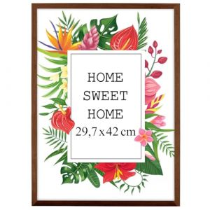 MG Design Cadre photo en bois A3 29,7 x 42 cm Marron &ndash; plexiglas transparent, &agrave; suspendre vertical et horizontal &ndash; pour photos, posters et puzzles (MGDESIGN, neuf)