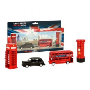 London Souvenir / Die Cast collectionner 8-9cm de longueur Mod&egrave;le ensemble contenant Bus, Taxi, Cabine t&eacute;l&eacute;phonique et Post Box (SAJAK, neuf)