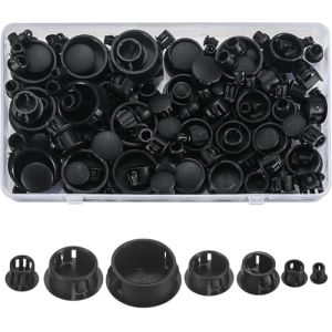 180 Pcs Cache Trou Meuble Mur Noir, Bouchon Plastique, Obturateur Cache Trou Couverture de Meubles, Bouchons de Trous de Percage Meubles Plastique Rond pour &Eacute;tag&egrave;res Armoires 5/6/8/10/13/19/25mm (ShiJiuYou, neuf)