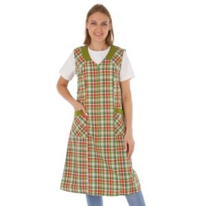 Blouse &agrave; fermeture &eacute;clair pour femme - Tablier sans manches - Tablier de cuisine - Tablier de m&eacute;nage - Blouse pour femme - &Agrave; carreaux - Coton/polyester, Design 2, 46 (Schuerzenfabrik, neuf)