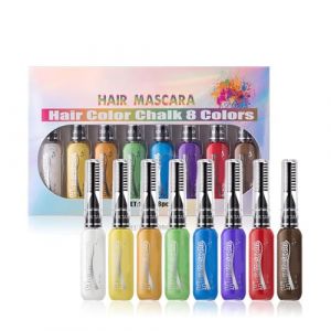 Peigne &agrave; craie pour cheveux lavable : ensemble de teinture pour cheveux de 8 couleurs, mascara, outil de mise en &eacute;vidence non toxique | appliquer rapidement un accessoire de stylisation du crayon de (sileaveet, neuf)