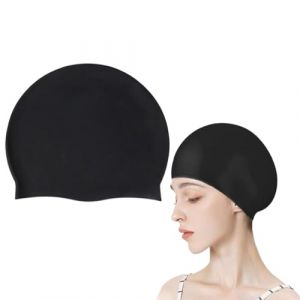 Bonnet de Bain pour Cheveux Longs &mdash;&mdash; Bonnet de Bain adapt&eacute; aux Hommes et aux Femmes &mdash;&mdash; Bonnet de Bain fabriqu&eacute; en 100% de Silicone &mdash;&mdash; Haute qualit&eacute; &mdash;&mdash; Bonnet de Bain Noir &eacute;lastique et Confortable. (jiachengyeEU, neuf)