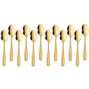 SBOMHS Lot de 12 cuill&egrave;res &agrave; caf&eacute; en acier inoxydable - 13,5 cm - Petites cuill&egrave;res &agrave; expresso - Cuill&egrave;res &agrave; dessert - Mini teaspoons - Cuill&egrave;res &agrave; moka en m&eacute;tal (dor&eacute;) (Do Buy, neuf)