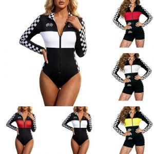 Combinaison de course pour femme - Demi-fermeture &eacute;clair - Manches longues - Col roul&eacute; - Fermeture &eacute;clair - Pour Halloween - Nuits talladega sexy - Costume de pilote de voiture - V&ecirc;tement gainant (Misyw, neuf)