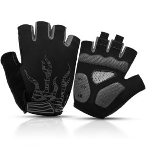 BTNEEU Gants Cyclisme Demi-Doigts Gants Velo Gel Anti-Choc Anti-Dérapage, Respirant Gant Demi Doigt Mitaines Velo Homme, Gants VTT Gel Été de Fitness Sport Escalade pour Homme et Femme (Noir, XL) (BTNEEU, neuf)
