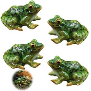 Simulation Petite Grenouille Verte, 4 pièces Miniatures Grenouille de Jardin Figurines de Grenouille Gracieuse Statue de Jardin décoration en résine Grenouille Figurine Animale Ornements (oushuntong, neuf)