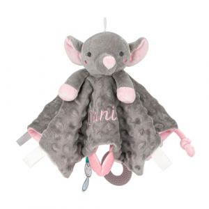 SIMYJOY Serviette de Bébé Jouets Doudou Personnalisé DIY avec Prenom, Couverture De Sécurité Personnalisé pour Bébé, Cadeau Fille Garçon Éléphant Gris (SIMYJOY, neuf)