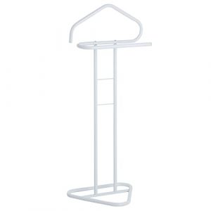 IDIMEX Valet de Chambre Valet de Nuit Camilo chevalet de Nuit avec Cintre pour Veste et Portant pour Pantalon et Autres vêtements, en métal laqué Blanc (IDIMEX France, neuf)