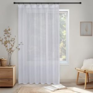 MRTREES Rideaux Blanc avec Bande Fronce 200x225cm (LXH) Boheme Grande Largeur de Le Salon Moderne Lot de 1 Rideau Intérieurs Voilage 200cm Largeur pour Chambre Enfant Cuisine (MRTREES HOME, neuf)