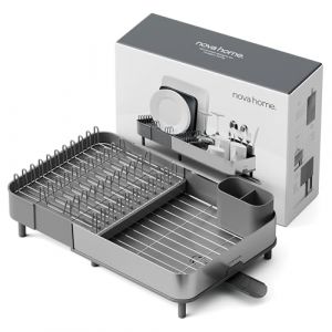 NOVA HOME &Eacute;gouttoir &agrave; Vaisselle Extensible Gris fonc&eacute; | &Eacute;gouttage Efficace au Design Sobre avec Bec de vidange Extensible et Rotatif | Pieds antid&eacute;rapants et Structure en Acier INOX Anti-Traces (nova home, neuf)