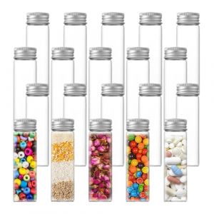 Rliocvhe 20 Pi&egrave;ces Tube a Essai en Verre 50ml, Tubes &agrave; Essai Transparent avec Bouchon &agrave; Vis,Bouteille Sensorielle Vide Bouchon,pour Fleurs, Bonbons, Perles, Plantes, Sels de Bain (Yiyang Top, neuf)