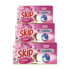 Skip Lessive Capsules Tout-en-1 Touche de Cajoline 3 x 24 Lavages (La Conqu&ecirc;te, neuf)