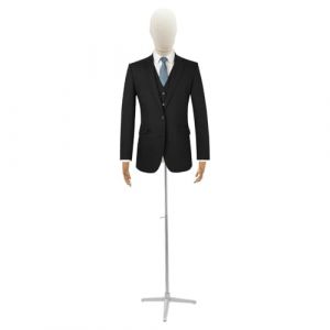 Forme de robe masculine - Buste de couture pour homme - Buste - Mannequin de vitrine - Hauteur réglable - Mannequin de vêtements - Pour les magasins de vêtements, la couture (lin + argent, 130 à 198 (YUCHAIWU, neuf)