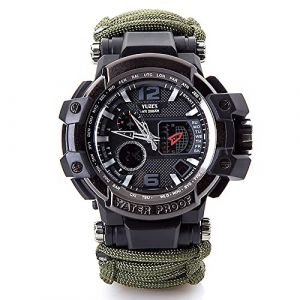 WLDOCA Multifonction &eacute;tanche Militaire Tactique Paracord Montre Montre de Survie en Plein air pour Hommes Montres de Sport avec Boussole thermom&egrave;tre pour Sports de Plein air Camping,F (WLDOCA STORE EUFR, neuf)