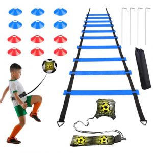 Piashow Accessoires d'entraînement de Football Cadeaux de Football pour garçons Échelle de Coordination 6 m Kit d'entraînement de Football 12 Chapeaux et entraîneur de fo (YUANPU-UK, neuf)