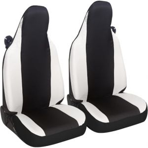 Susy Shop Housses de siège auto compatibles pour Smart fortwo, 450 451 et 453, lot de 2 housses avant, fabriquées en tissu polycoton (noir/blanc) (Susy Shop, neuf)