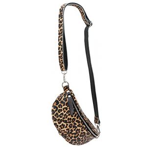 SH Leder ® Ava G292 Sac banane unisexe en cuir véritable - Petit sac bandoulière pour festivals, voyages - 23 x 12 cm, Motif léopard, s (SH Leder, neuf)