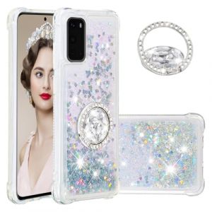 IMEIKONST Coque pour Samsung Galaxy S20 &Eacute;tui avec Support, Paillette Strass Sable Mouvant Liquide Brillants Transparente TPU Silicone Bumper Housse pour Samsung S20. Love Silver YBZ (IMEIKONST, neuf)