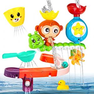 Jouet Bain, 14 Pcs Jouet de Bain Cascade Interactif, Jouets d'eau de Singe Douche avec Ventouses, Plumber Puzzle, Jeux Cadeau Anniversaire pour Bébé Enfants Garçons et Filles (AMPHOLY VORTEXA S.R.L., neuf)