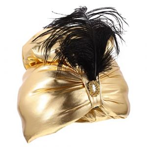 LIFKOME Halloween Bonnet Turban Décorations De Fête Des Années 90 Mascarade Chapeau De Flic Costume Cosplay La Nuit Arabe Chapeaux Pour Hommes Chapeaux Arabes Pour Hommes Golden Plume (Yaeerang, neuf)