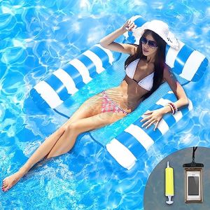 Bouee Piscine Adulte, Hamac Flottant Matelas Piscine Gonflable Siege Piscine Transat(Bleu) (Hoshin-FR, neuf)