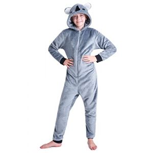 CityComfort Combinaison Pyjama Enfant Animaux Grenouill&egrave;re Surpyjama en Polaire (Gris Fonc&eacute; Koala, 5-6 Ans) (Get Trend., neuf)